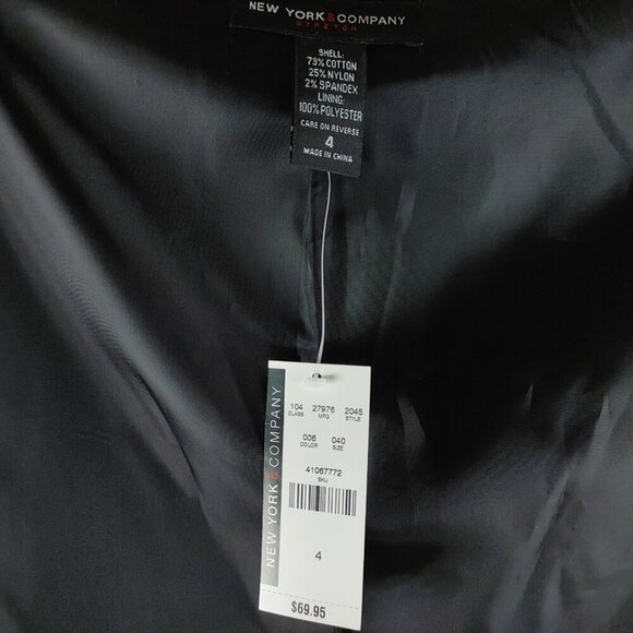 New York & Company Stretch Size 4 Gray Birdsey 1 Buttn Lined Suit Blazer NWT $70 - Picture 13 of 14